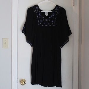 Black Embroidered Floral Dress